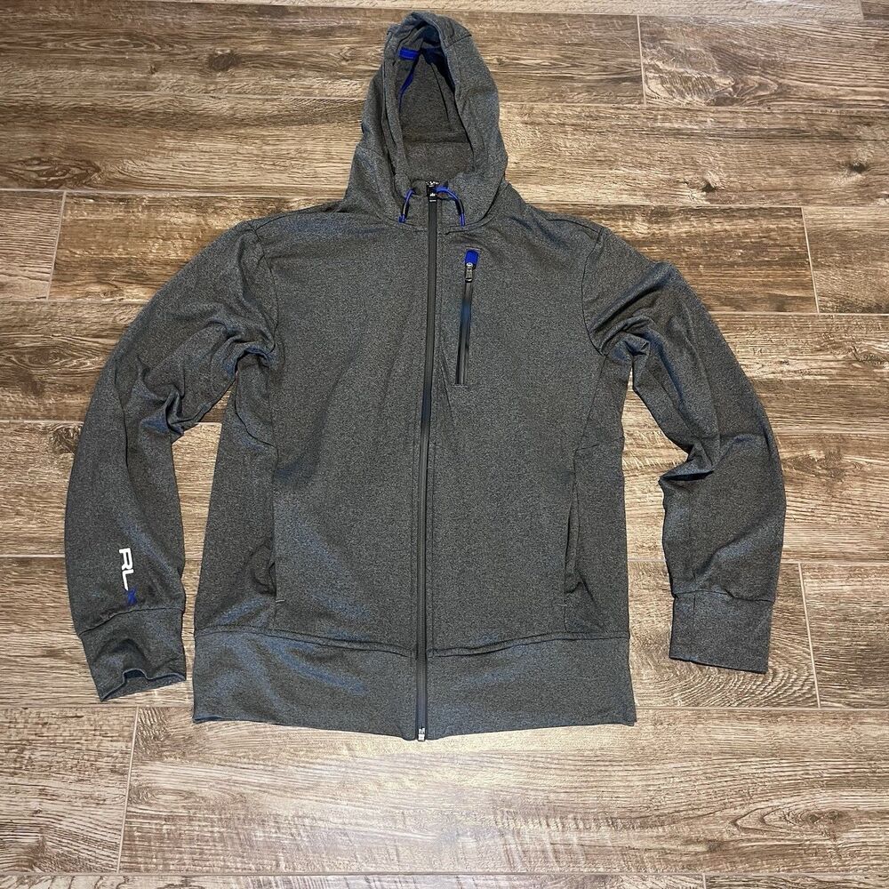 Ralph Lauren RLX Hoodie Mens Small Gray Wicking Full Zip Golf Stretch Shirt